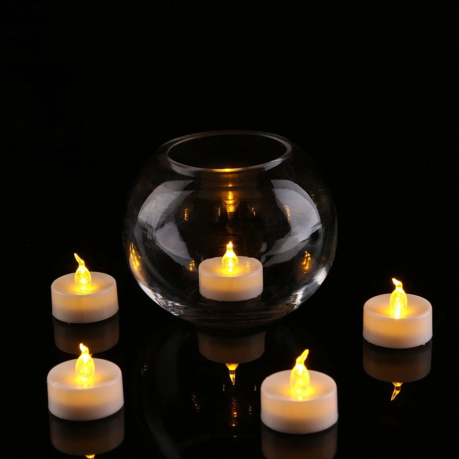 Operated Flameless LED Tea Light for Seasonal & Festival Celebration, Pack of 12, Electric Fake Candle in Warm White and Wave Open