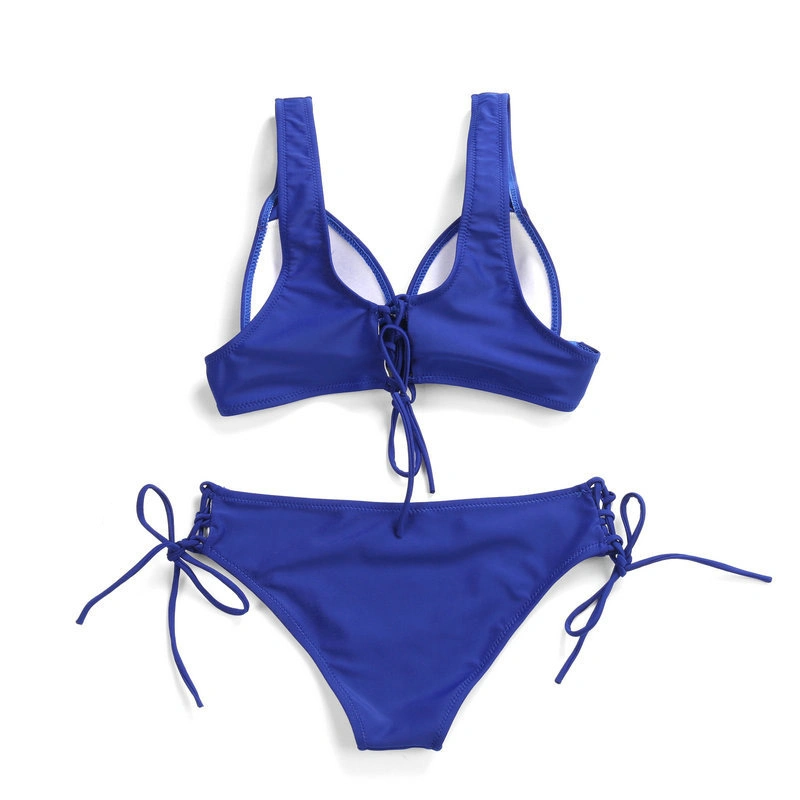 OEM Fashion Latest Ladies Blue Sexy 2 Piece Beachwear