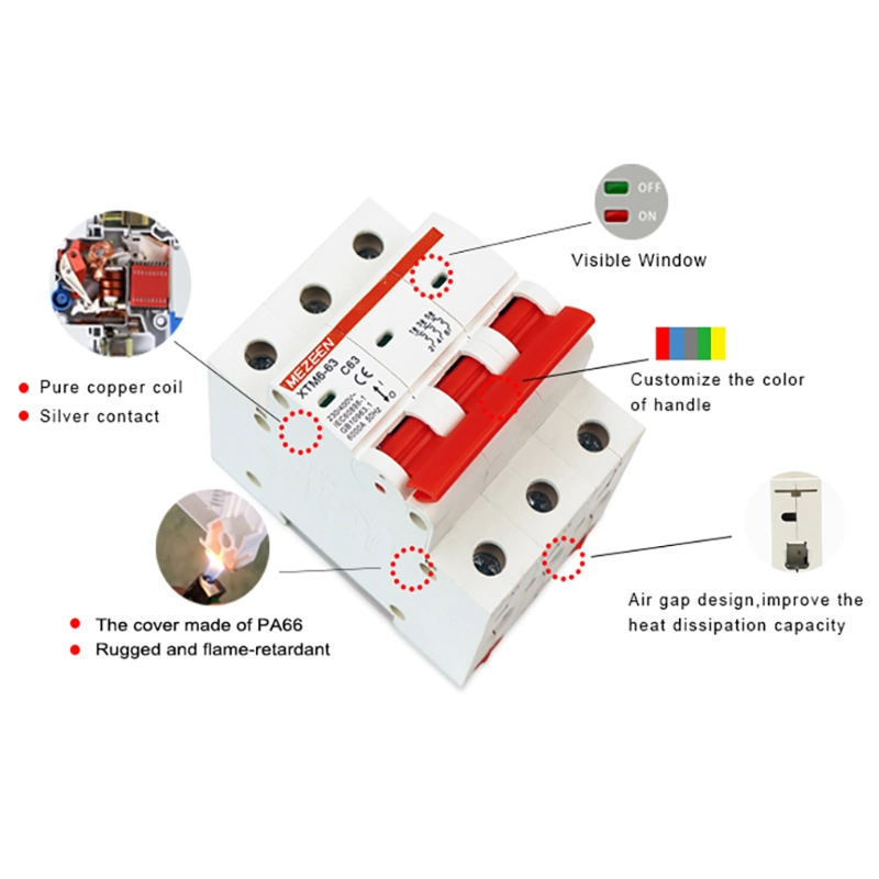 3p Xtm6 1-63A AC 400V Electrodoméstico disyuntor miniatura