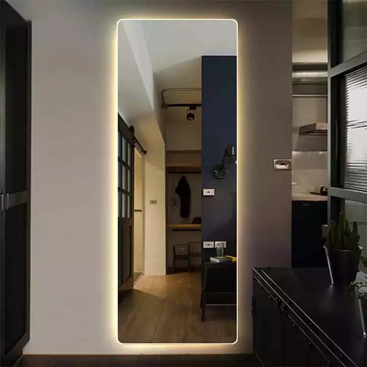Silver Illuminated Decorative Smart Glass LED Bathroom Wall Mirror