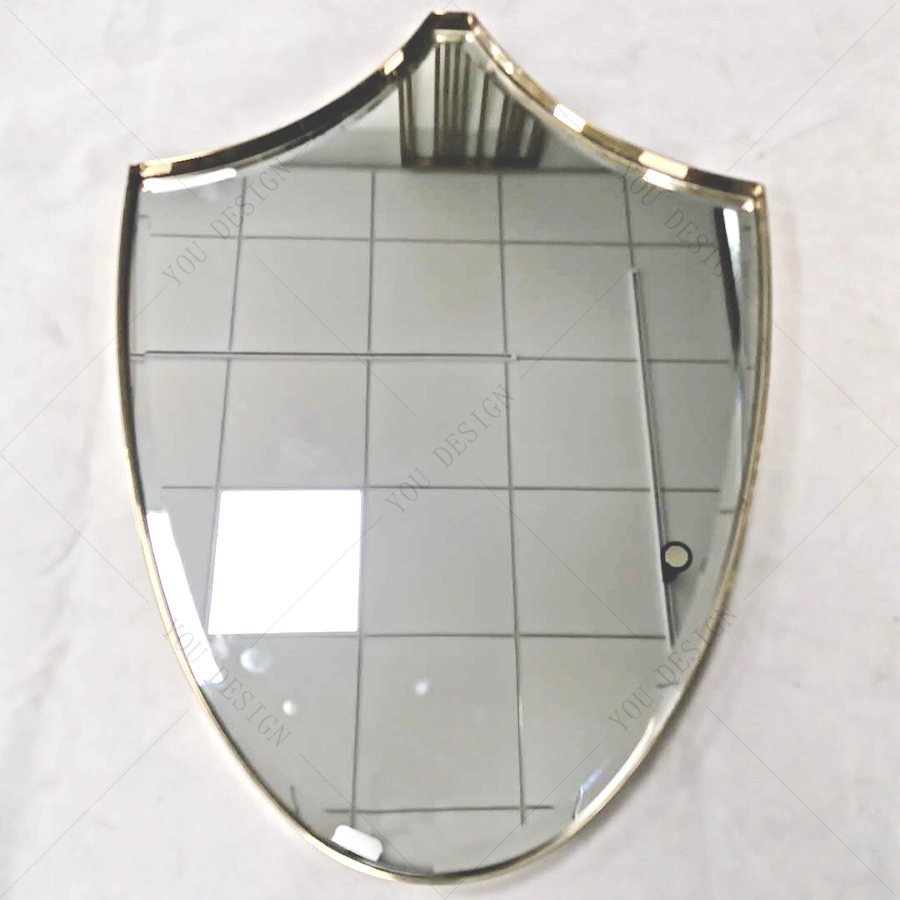 Luxury Bathroom Mirror Furniture Oval Glass Wall Mirror with Gold Stainless Steel for Villa