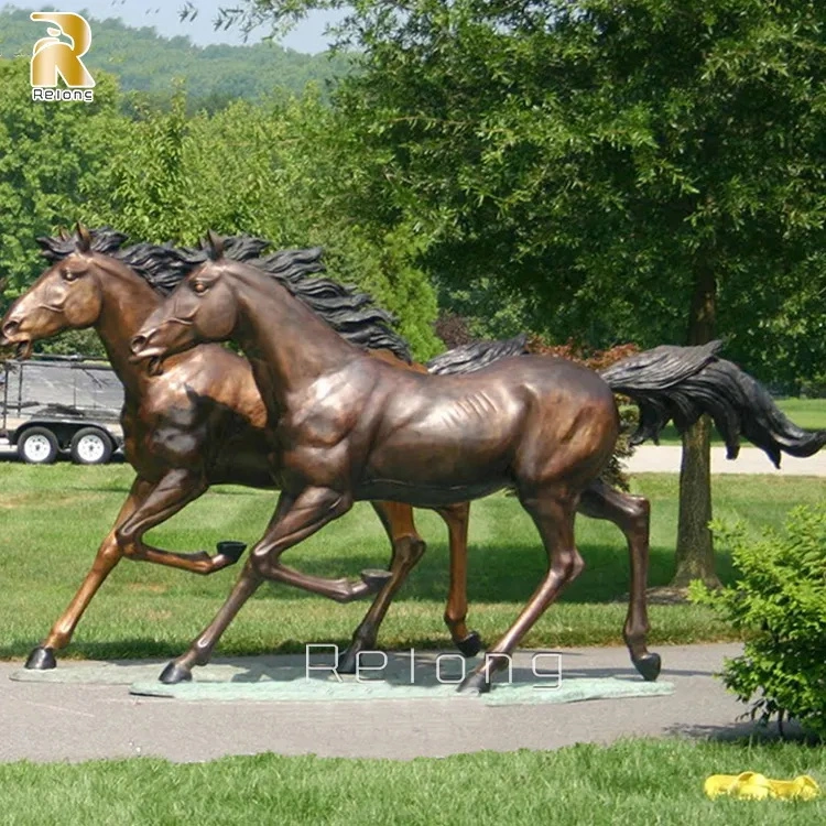 مخصص في الهواء الطلق حجم العتيقة الفن حيوانيّة تمثال متنزّه ديكور حديقة نحت الحصان برونزي على الحلية