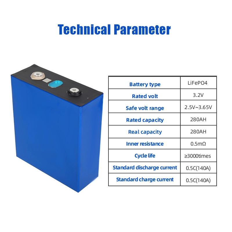 Nosotros LiFePO4 Batería de litio de 3,2 V280Ah para Sistema Solar RV cargando la batería celda