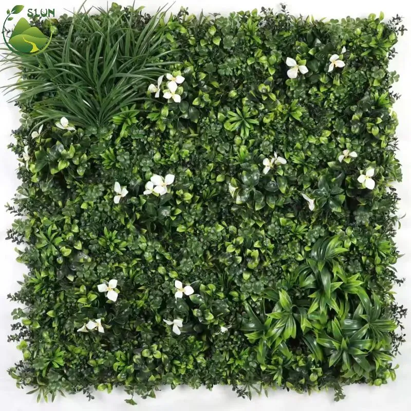 Green Wall Panel Anti UV Artificial Plant Grass Wall Backdrop for Outdoor Indoor Decoration