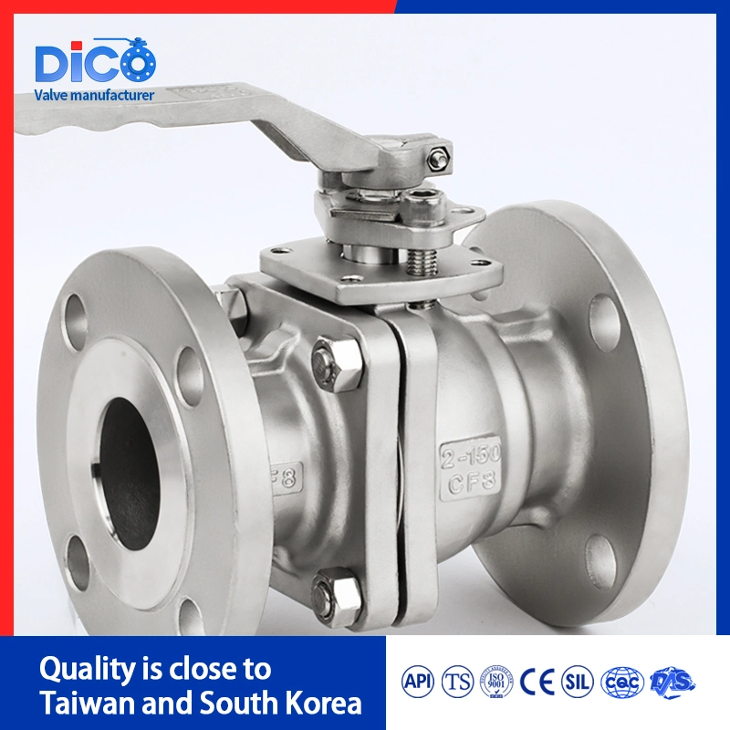 Dico API 150-300lb Wcb/SS304/316 2PC Flange Floating Ball Valve