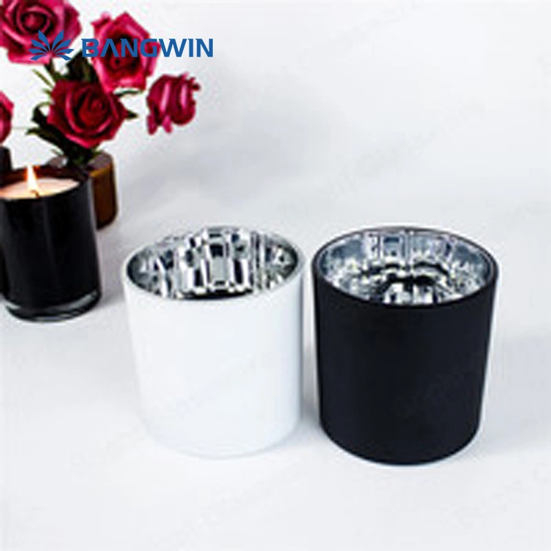 Wholesale/Supplier Factory Empty Unique Black White Frosted Christmas Custom Double Wall Amber Glass Candle Jar Luxury