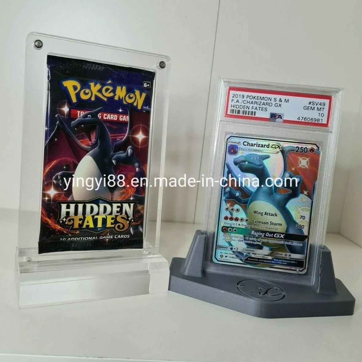 YYB New Design Clear Acrylic Single Tcg Booster Pack Protector Display Screw Case with Stand