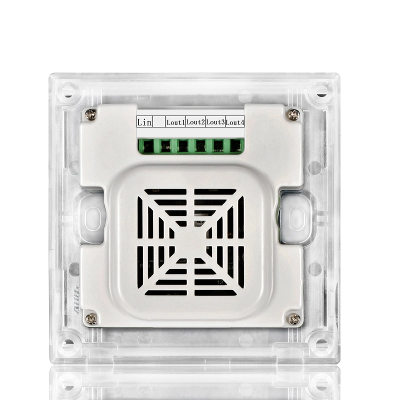 Interruptor eléctrico de retardo de panel de vidrio de 4 módulos con LCD, retardo ajustable