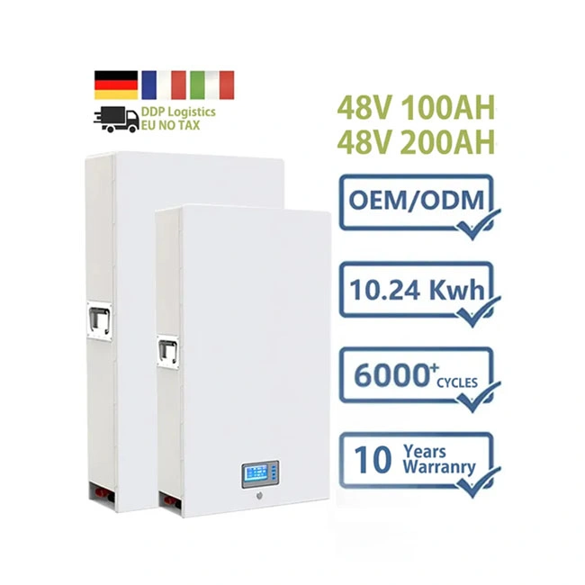 5kwh 10kwh Power Wall Solar Home Battery 48V 100ah 200ah Wall-Mounted Household Energy Storage LiFePO4 Battery Pack