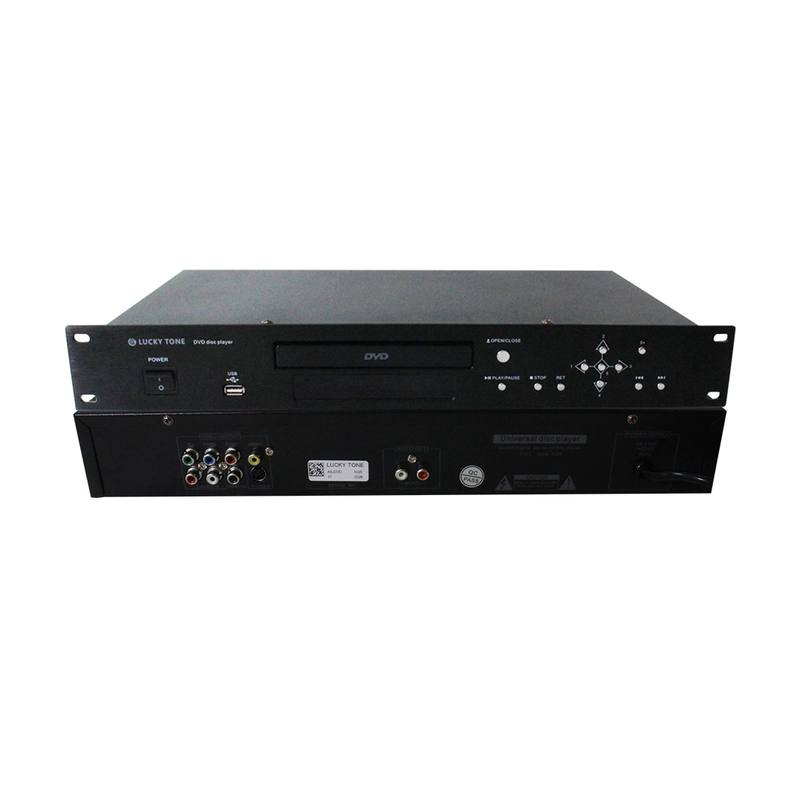 1,5-HE-RACK 19 ZOLL 220-240V AC 10-15W MP3 DVD Player mit USB und drahtloser IR-Fernbedienung