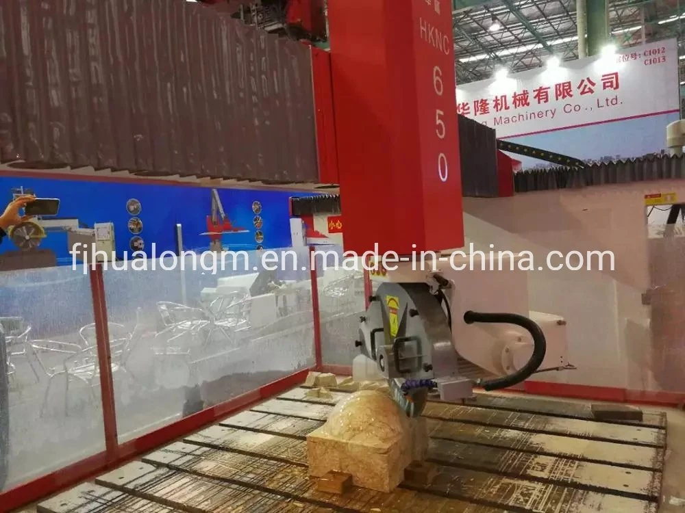 Hualong Stone Machinery Hknc-650 5 Axis CNC Stone Cutting Bridge Saw pour les comptoirs en granit, marbre, quartzite et les pierres tombales.