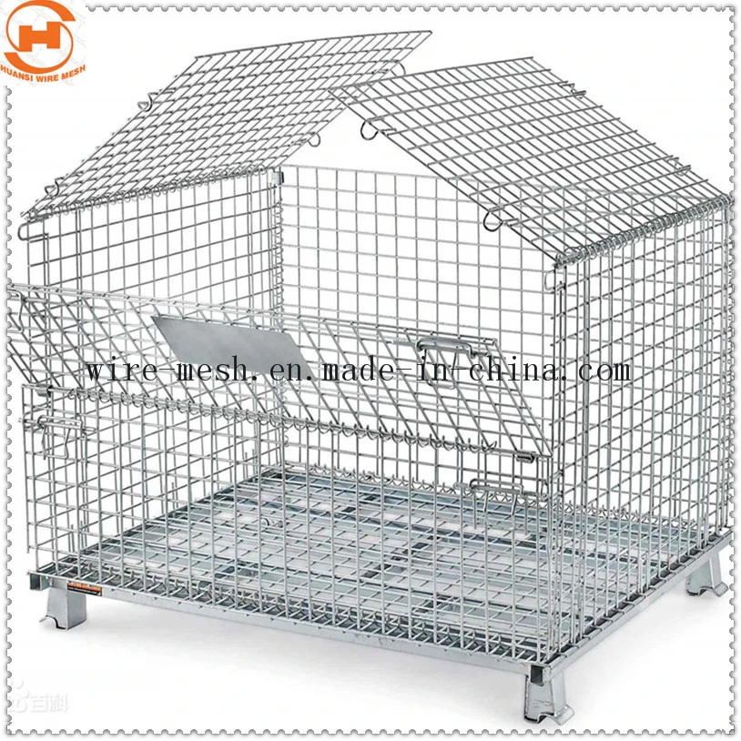 La coutume de l'entrepôt de stockage d'empilage pliable en acier galvanisé de zinc métal en acier cage de stockage de la logistique de soudure de Wire Mesh Conteneur de cage