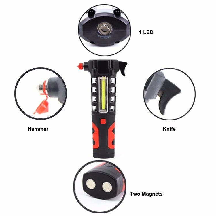 Car Repairing with Safety Hammer Belter Cutter COB Warning Emergency Lamp