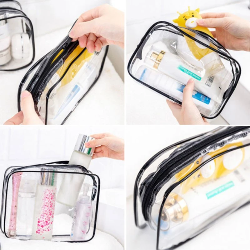 Clear Wash Toiletry Zipper Makeup Bag Transparent PVC Cosmetic Bags