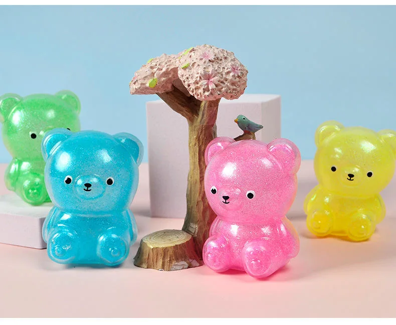 Hot New Spot Wholesale/Supplier Pressure Relief Animal Children Pinch Joy Bear Soft Decompression TPR Bear Glitter Squeeze Squishy Toy