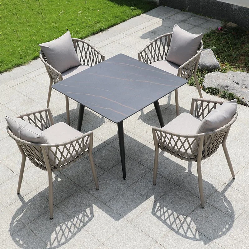 Outdoor Furniture Plastic Poly Rattan Iron Coffee Table Set