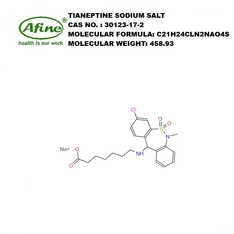 CAS 30123-17-2 Tianeptine соли натрия/Tianeptine соли натрия,7-[(3-хлорфторуглеродов-6,11-дигидроэторфин) - 6-Метил-5,5-Dioxidodibenzo[C,F][1,2] Thiazepin-11-/Tianeptine соли натрия