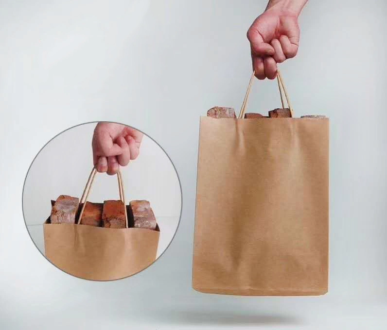 Black Sacolas Shopping Gift Food Packaging Bag Customized Printed Bolsa Papel Brown Wine Bag Kraft Paper with Handles