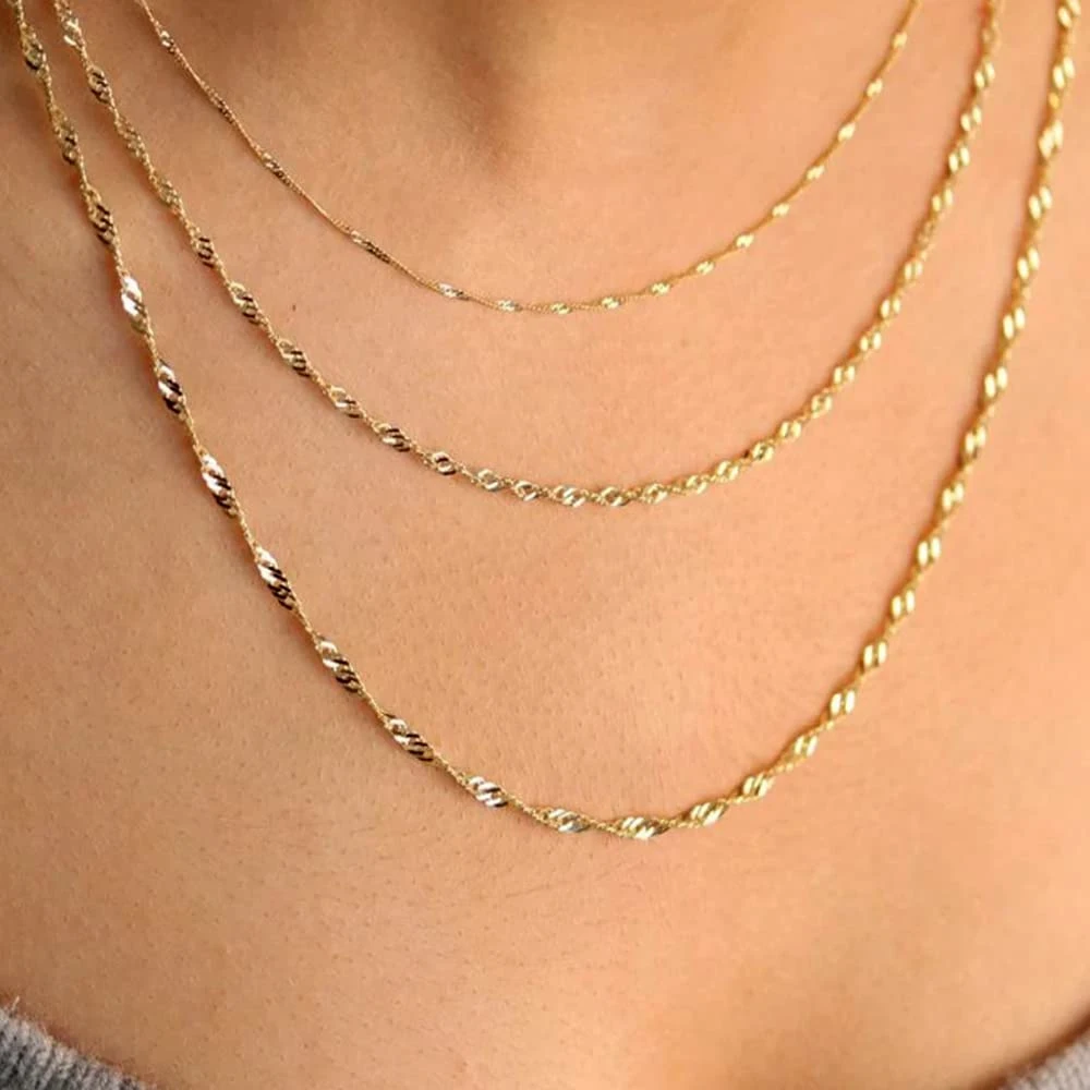 Stainless Steel Gold Plating Necklace Anklet Singapore Chain Bracelet Fashion Lady Jewelry Design