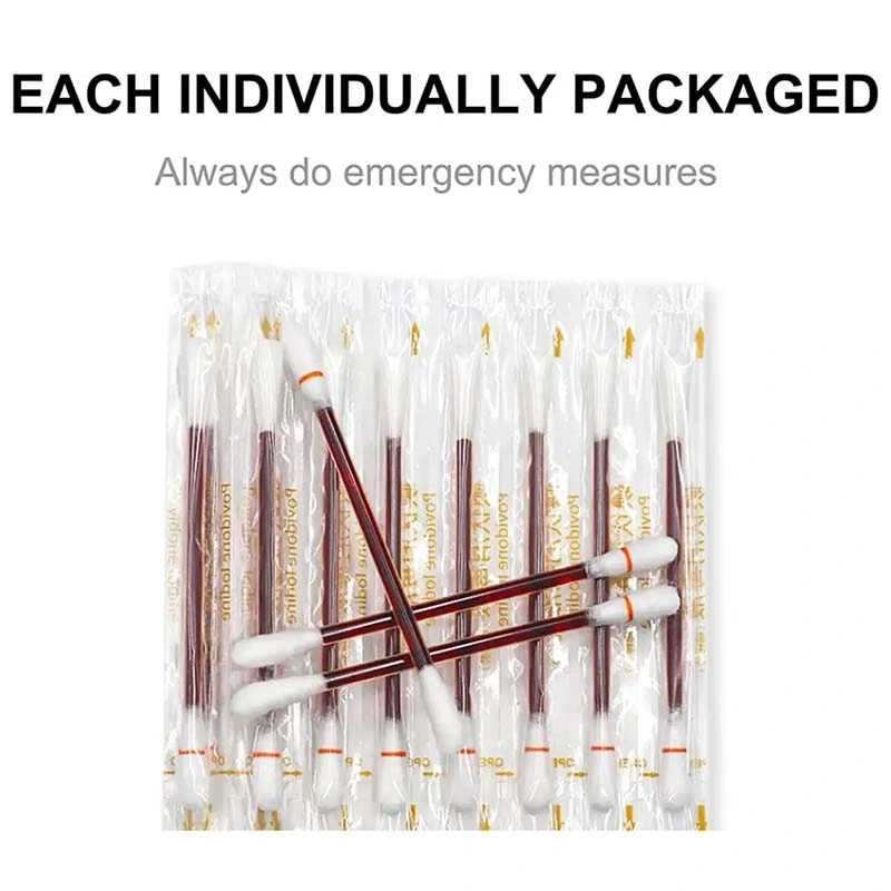 Individual Packageb Sterile Iodine Soaked Cotton Stick Iodophor Liquid Filled Swab