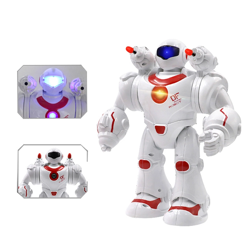 Kids B/O Electric Intelligent Humanoid Robot Toy with Light and Music Automatic Launch Function Battery Operated Robot Toys Educational Robots Toy