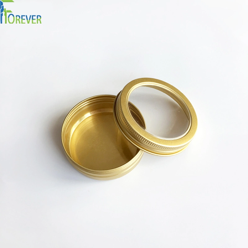 Chinese Supplier Food Grade Gold Metel Aluminum Jar with Window