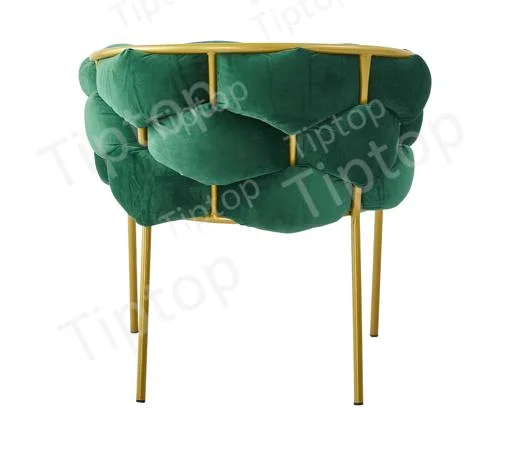 Factory Hot Sales Modern Design Style Metal Waved Velvet Dining Chair