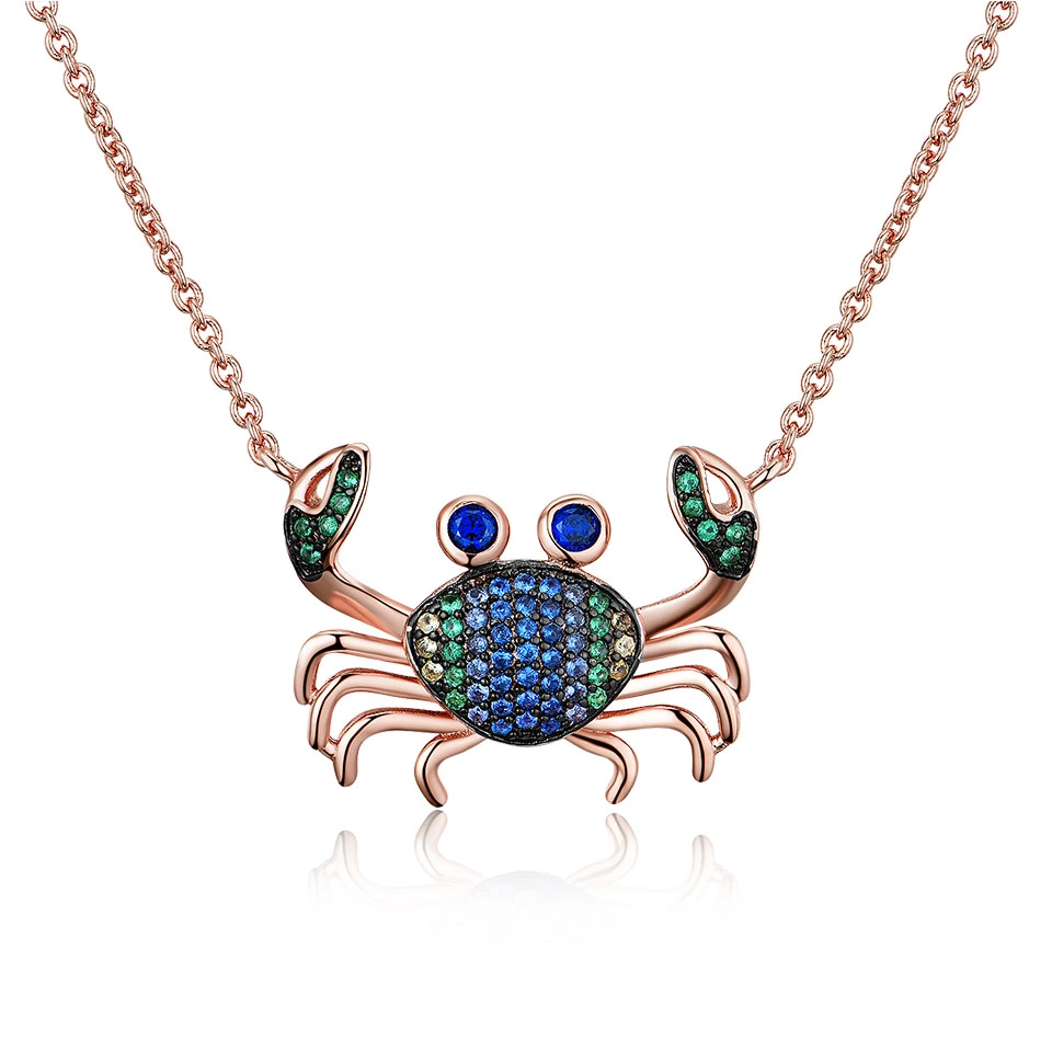 New Style Girl Summer Beach Crab Pendant 925 Sterling Silver مجوهرات عقد السحر