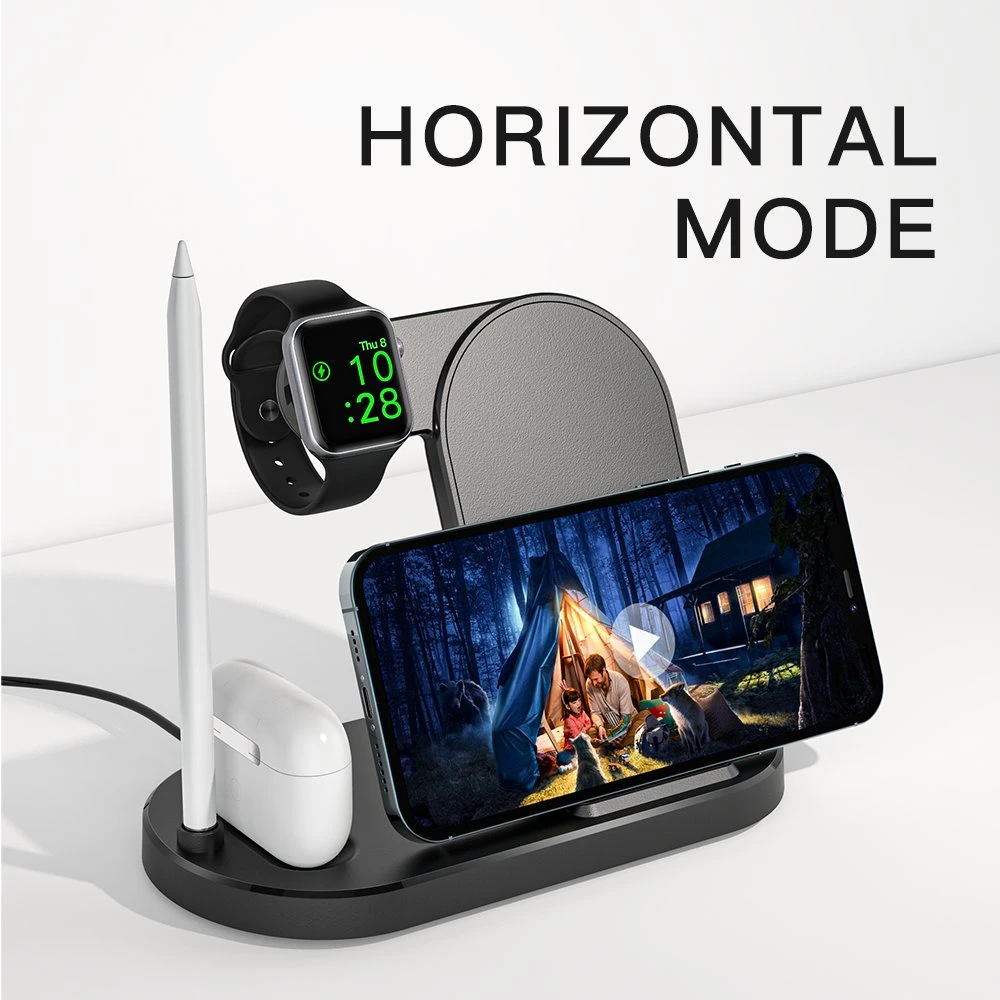 Wireless Charging Stand 4in1 Charger for Smartwatch iPhone 11/12 Headset 4 in 1 Qi Wireless Charger Pen Phone Holder