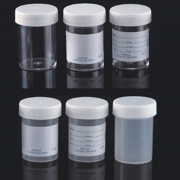 Ce Marked PP 60ml Universal Specimen Containers with Screw Cap and Plain Label