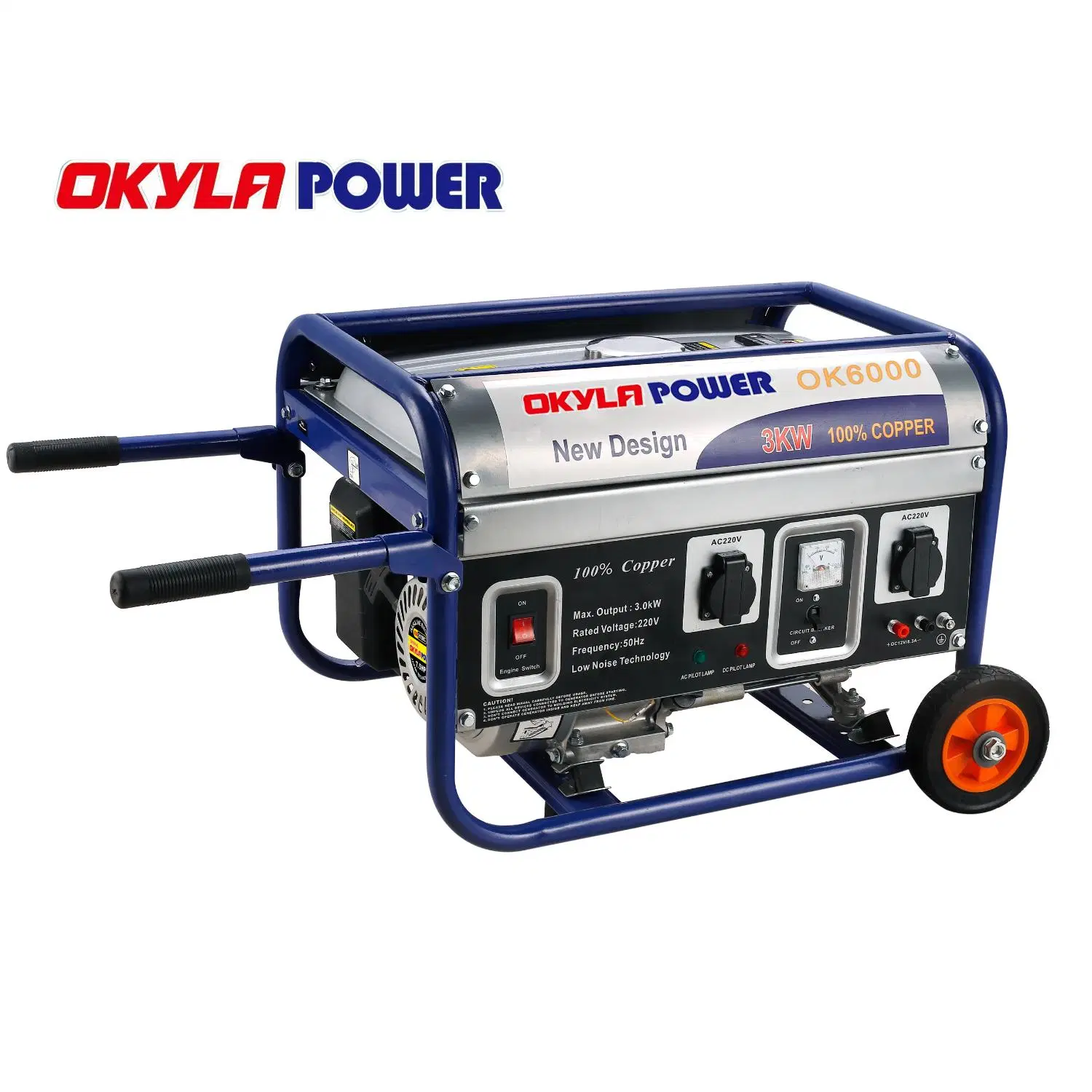 Okyla 4.5kw - 6kw Petit Générateur de Puissance Silencieux à Essence Électrique à Gaz avec Main