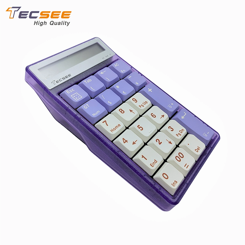 Calculadora eletrônica do teclado numérico mecânico inteligente preto-roxo Tecsee