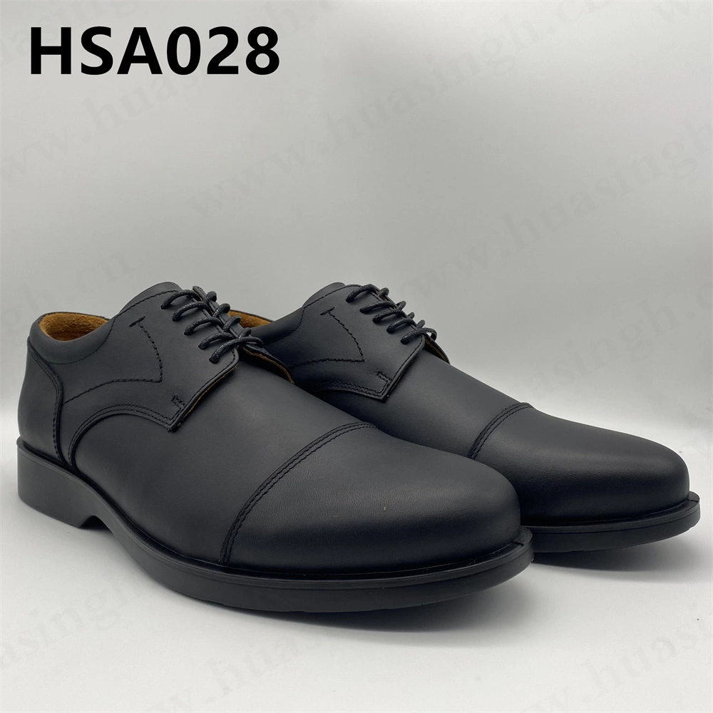 Lxg, Factory Direct Sale Full Grain Leather PU Injection Outsole Black Dress Shoes Hsa028