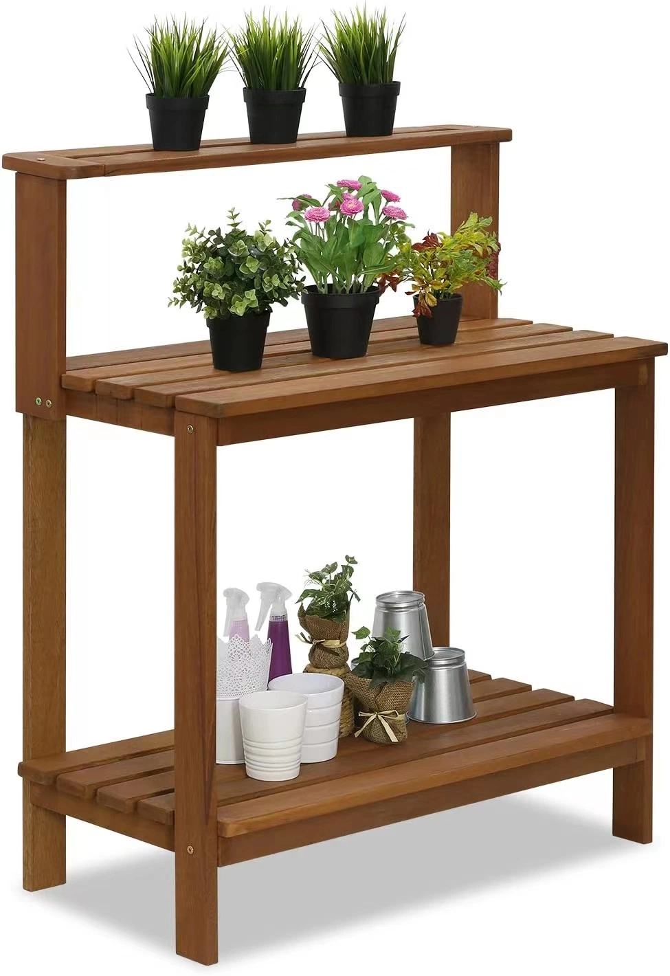 Factory Supplier Wholesale Garden Work Station Furniture Outdoor Workbench Flower Shelf Wooden Potting Bench Flower Stand