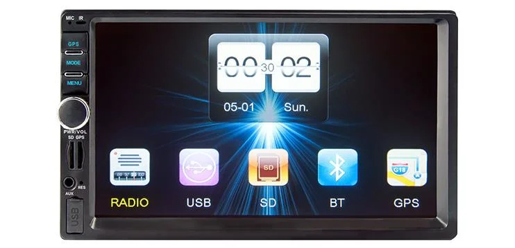 7 Inch Universal Double DIN Car Video with Rearview, FM, USB, Bluetooth