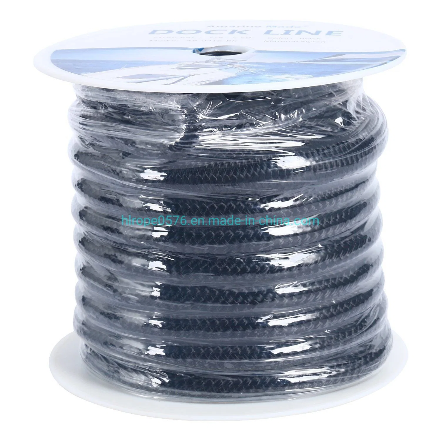 Negro 5/8" de 50 pies doble trenzado de cuerda de amarre de la línea de base de nylon trenzado doble