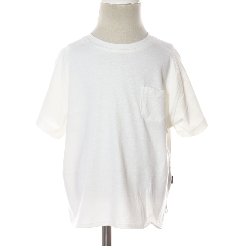 بسيطة بسيطة بسيطة أبيض جيب بيضاء خالية الأطفال القطنية بالجملة قميص صيفي