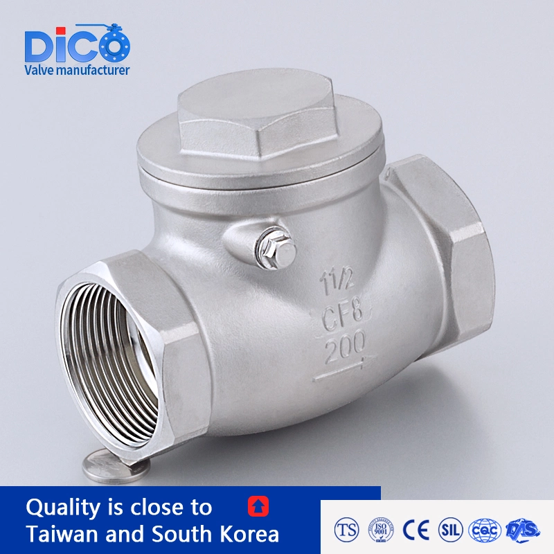 Dico Investment Casting Building Material 200wog Stainless Steel Bsp/BSPT Swing Check Valve