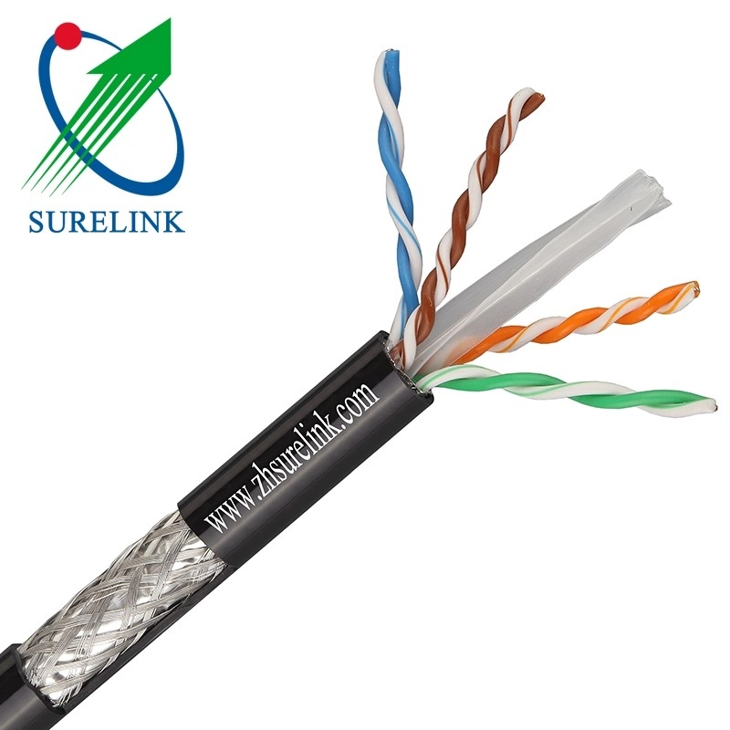 Surelink OEM de fábrica de 4par 23AWG a 1000MHz de alta velocidad de cable LAN Cable Ethernet pasar la prueba de Fluke 305Rollo m s F/UTP FTP FTP/SFTP SF/UTP Fftp SSTP CAT7 CAT6 CAT6A