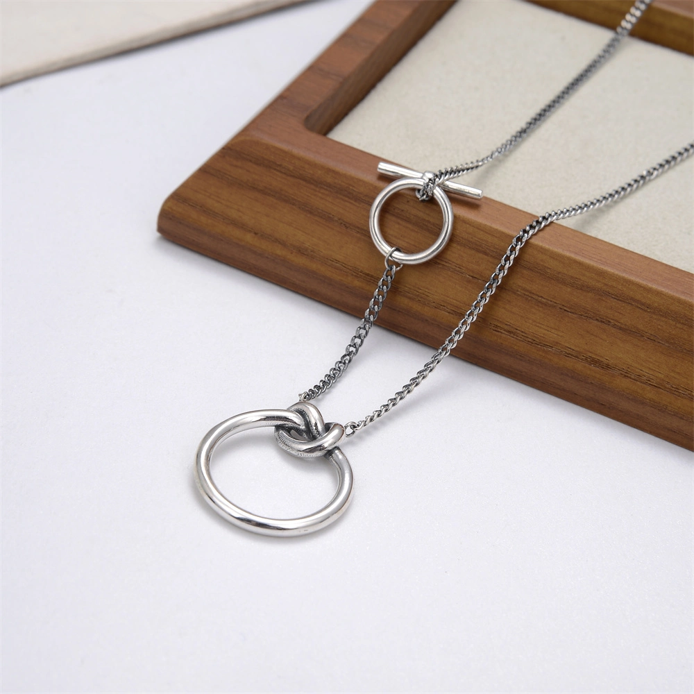 Double Circle Ring 925 Sterling Silver Necklace