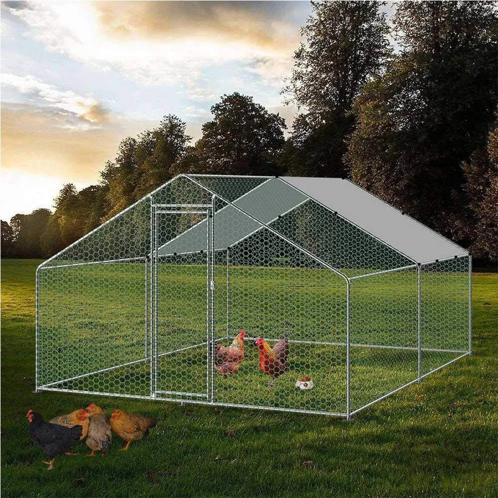 Large Metal Chicken Coop Hen Run House Walk-in Poultry Cage