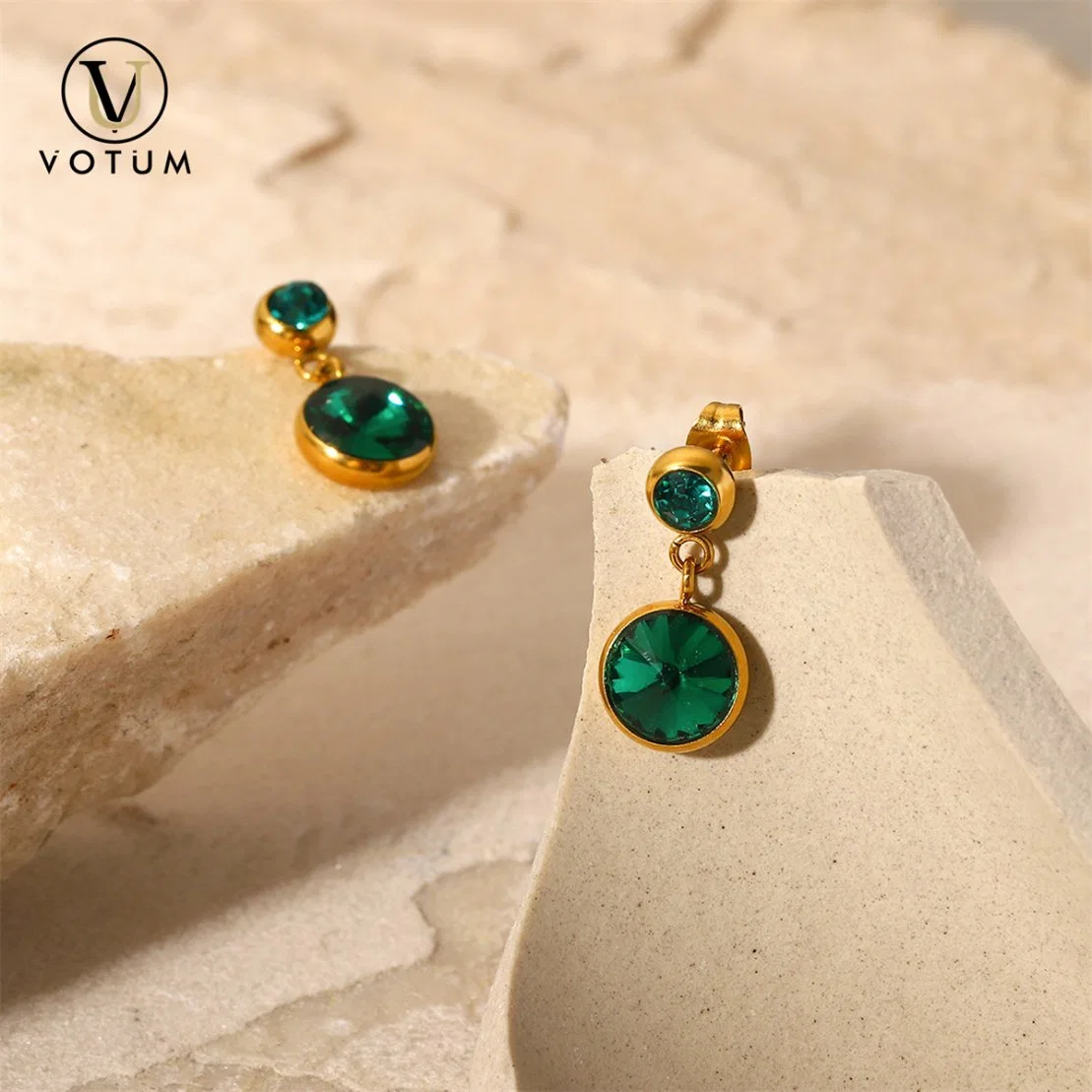 Votum الجملة الكوارتز كريستال 18K الذهب Plated Eardrop المحاجر مجوهرات نسائية فضية أنيقة 925