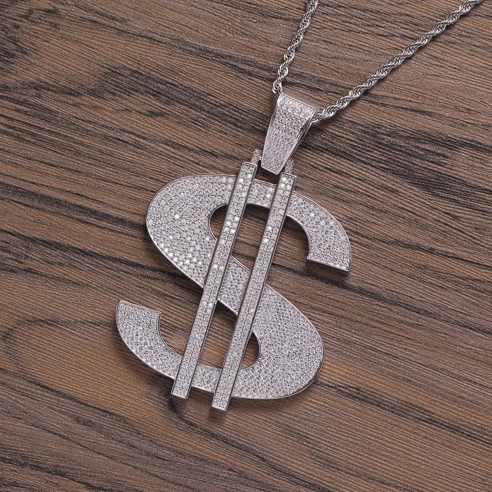 Модные ожерелья Аксессуары $Pendant Large Dollar Sign Pendant Street Тренд ожерелье циркона