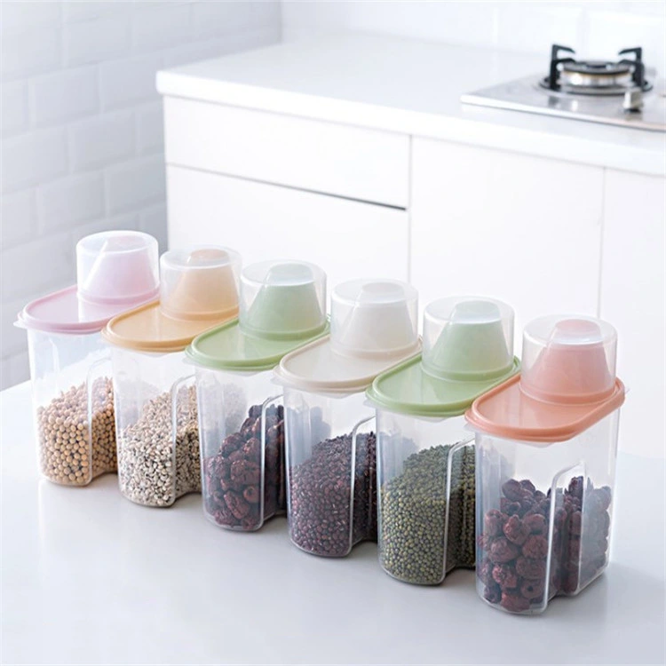 Easy Pour Design with Airtight Lids Rice Cereal Container Food Storage Container Lunch Box with Measuring Cup Food Plastic Modern