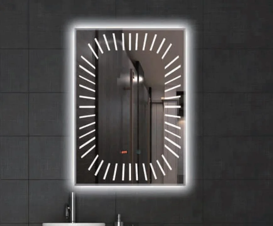 China Wholesale Modern Silver Rectangle LED Toilet Mirror Salon Furniture