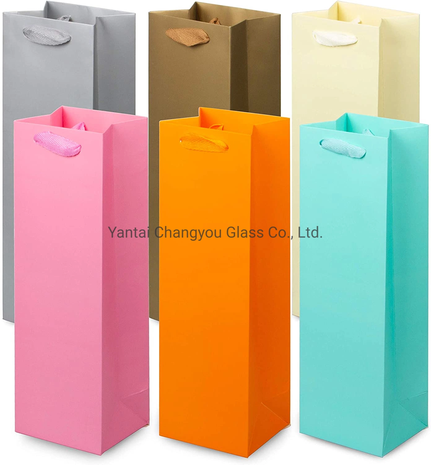 Single Bottle Carry Bag Bulk with Handle Heavy Weight Thick Cardboard Paper Color Wine Gift Bags