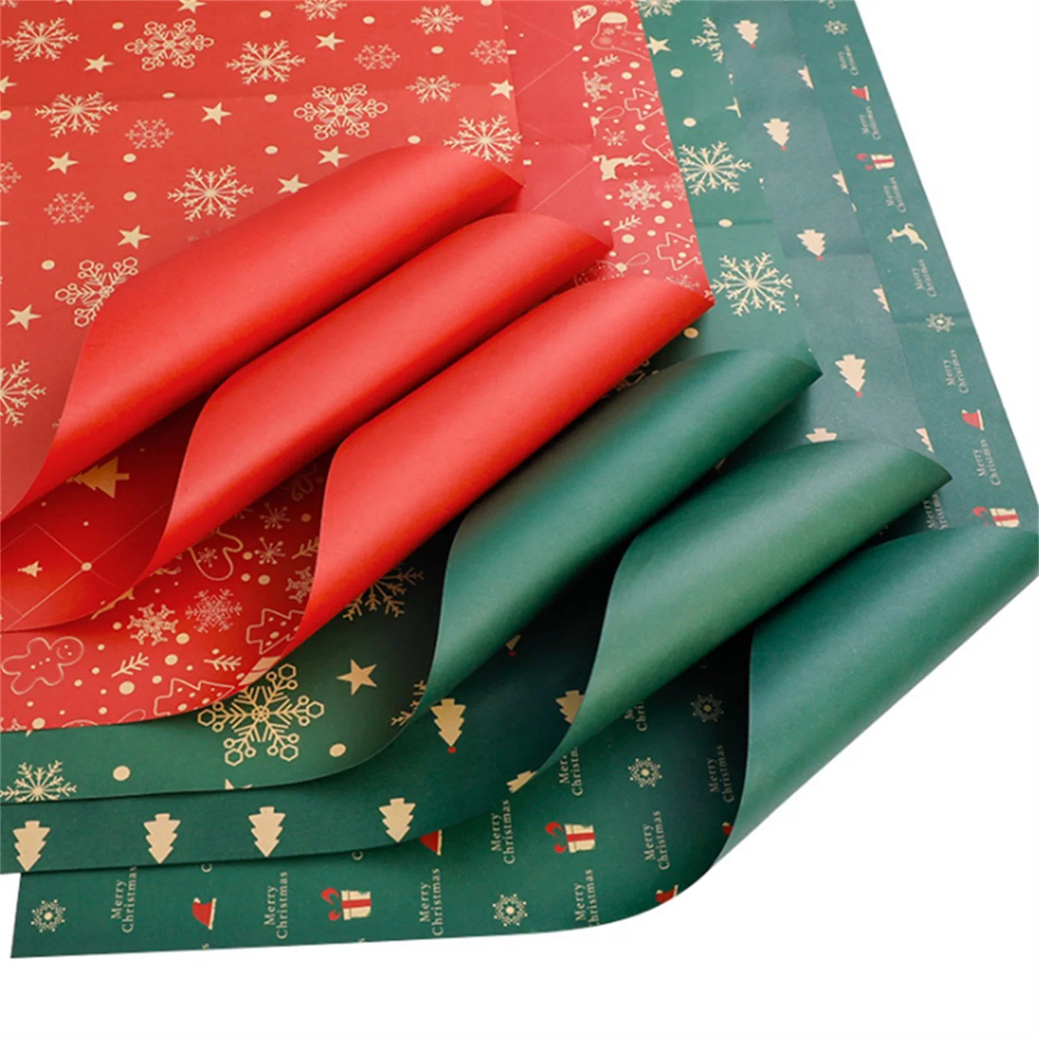 Christmas Wrapping Paper - Red Kraft Paper with Red and Green Pattern for -Christmas Elements