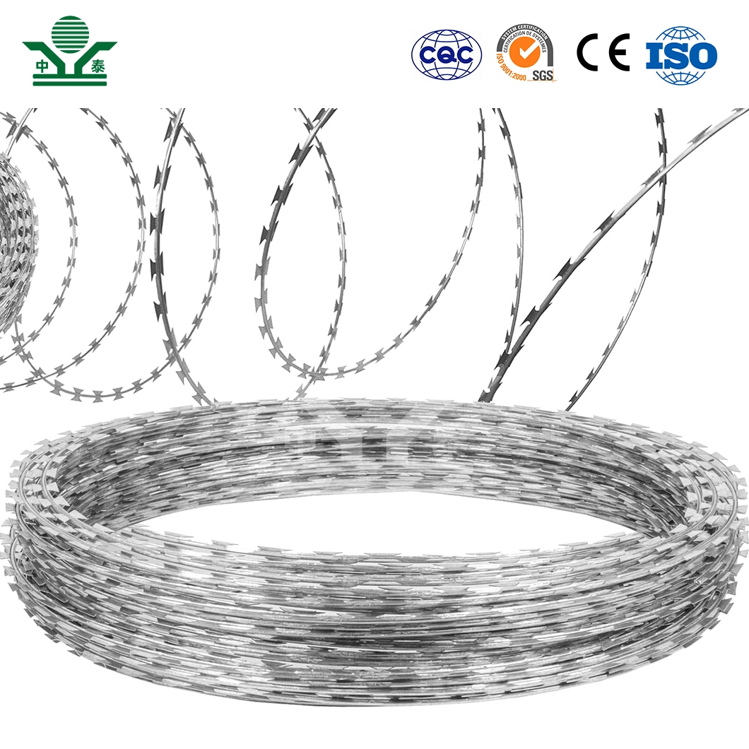 Zhongtai Aluminum Fence Barb Wire China Manufacturing 300mm 450mm 730mm Diameter 4 Strand Barbed Wire Fence Used for Farm Security Fence