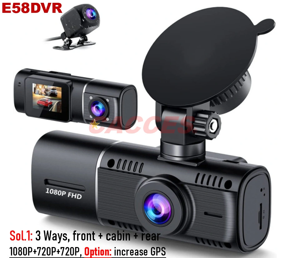 Dual Dash Cam Front and Inside/Tripple Ways/4K 1080P Dash Camera for Cars IR Night Vision Car Camera for Taxi Accident Lock Parking Monitor 2 Mounting Options