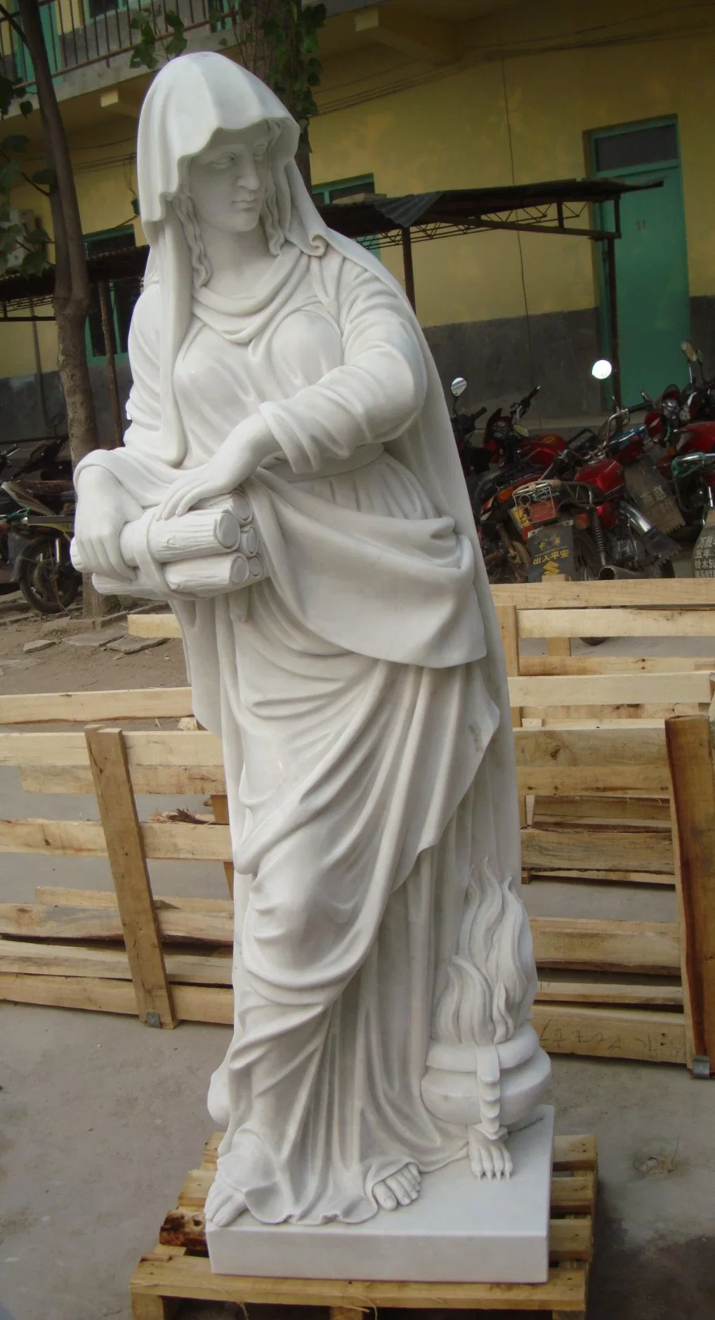 Outdoor Life Size Natural Stone White Marble Western Style Hand Carved White Marble Roman Statue (SYMS-1030)